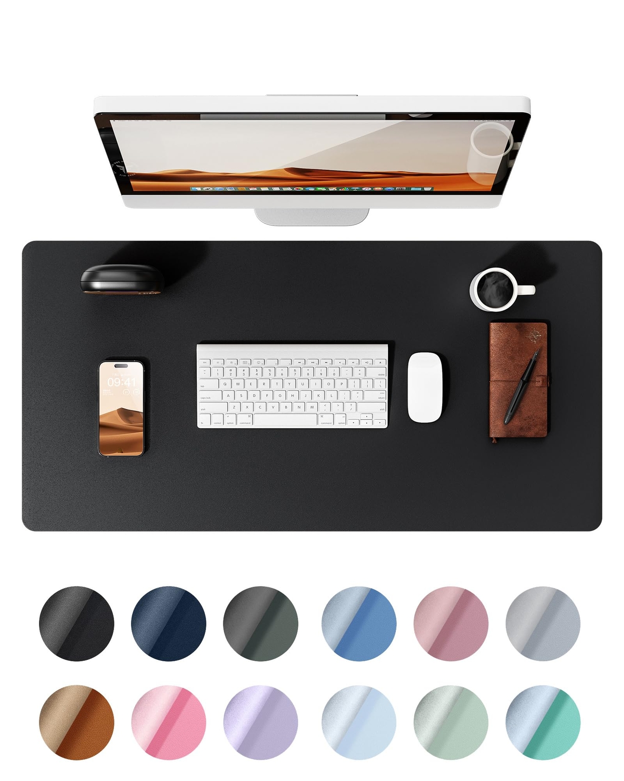 YSAGi Leather Desk Pad Protector Office Desk Mat Large Mouse Pad Non-Slip PU ...