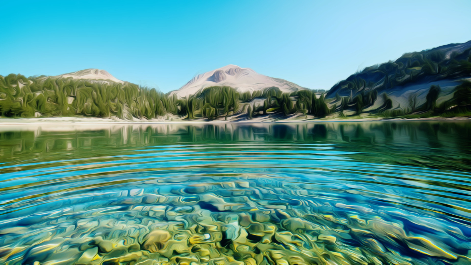 Landscape nature water ripples mountains Custom Gaming Mat Desk