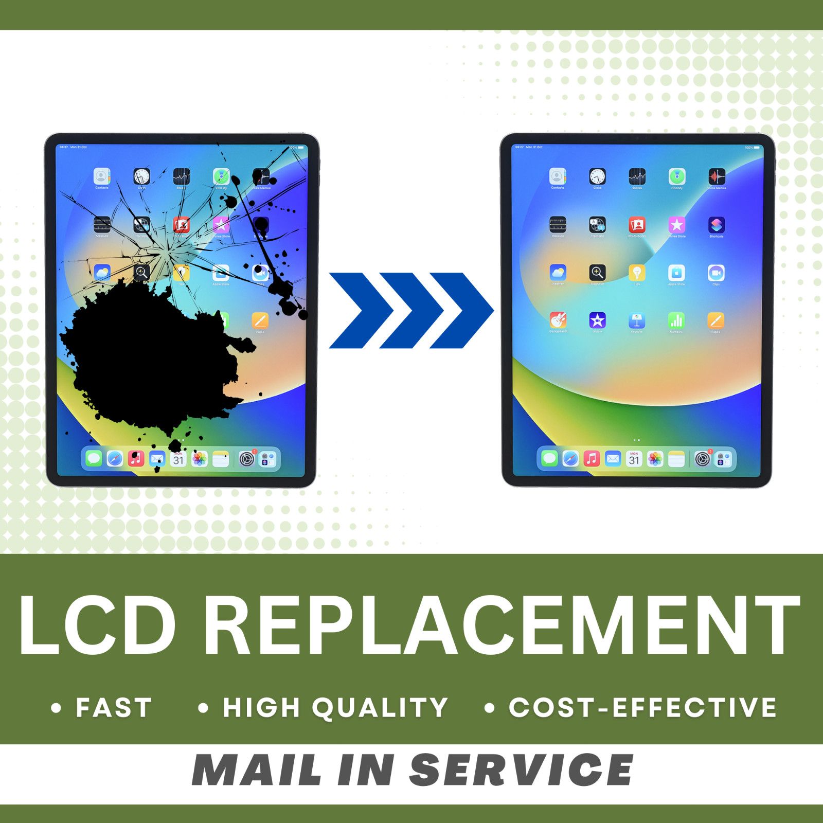 For iPad Pro 11 inch 3rd/4th Screen/LCD Repalcement Full Repair Service Mail-in