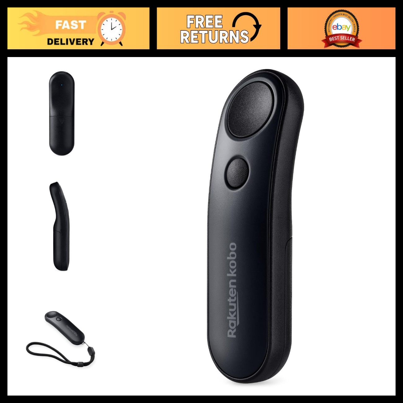 Wireless Page Turner Remote for Kobo eReaders - Black, Easy Navigation Controlle