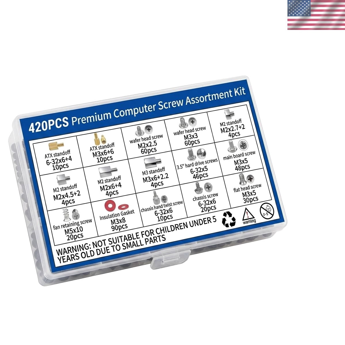 420Pcs  Computer Screw Kit, M.2 Screws, PC Standoffs and Screws Set for M.2 S...