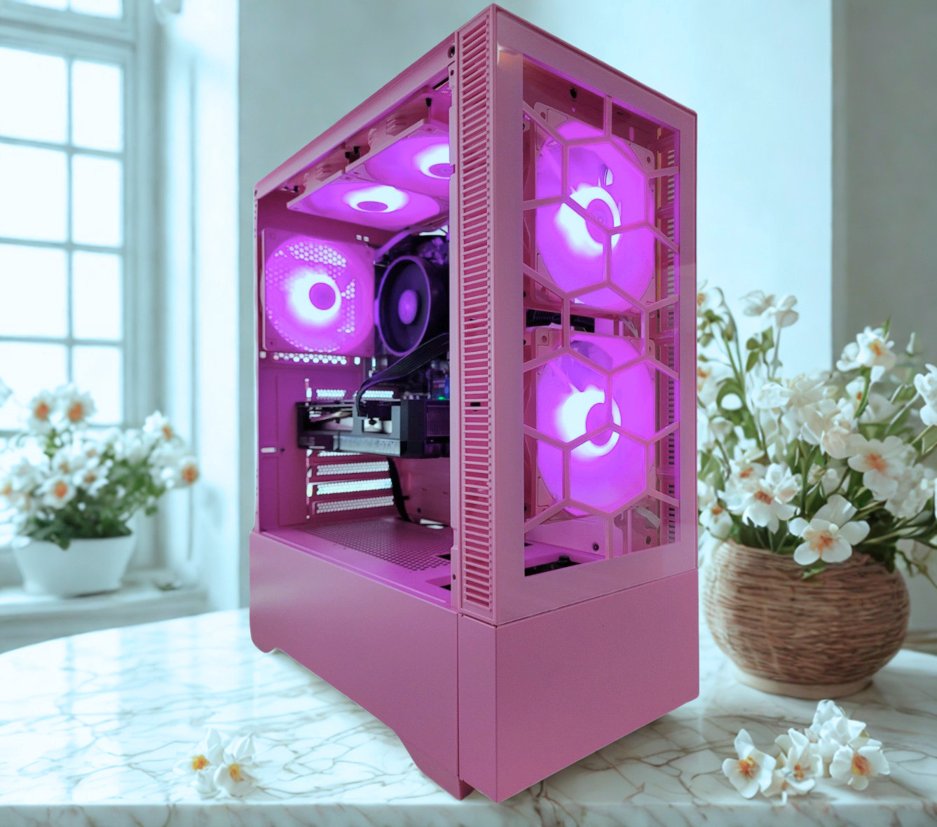 PINK Ryzen 7 32GB RAM 2TB + SSD Gaming Computer Desktop PC Nvidia RTX 5060