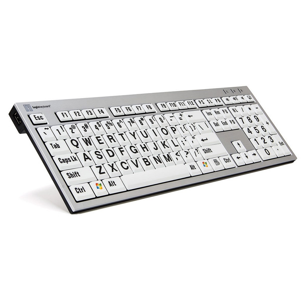 Logickeyboard Large Print Black on White Slim Line PC Keyboard