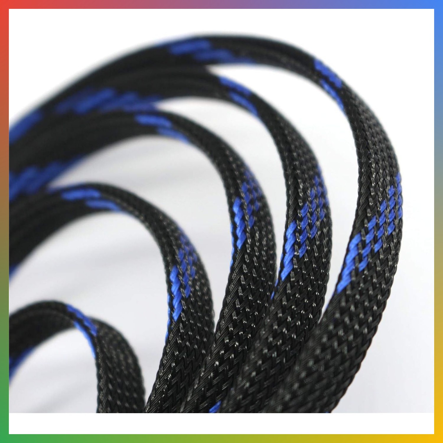 Expandable Braided Cable Sleeve 30 Feet Steel Blue & Black PET Wire Sleeving