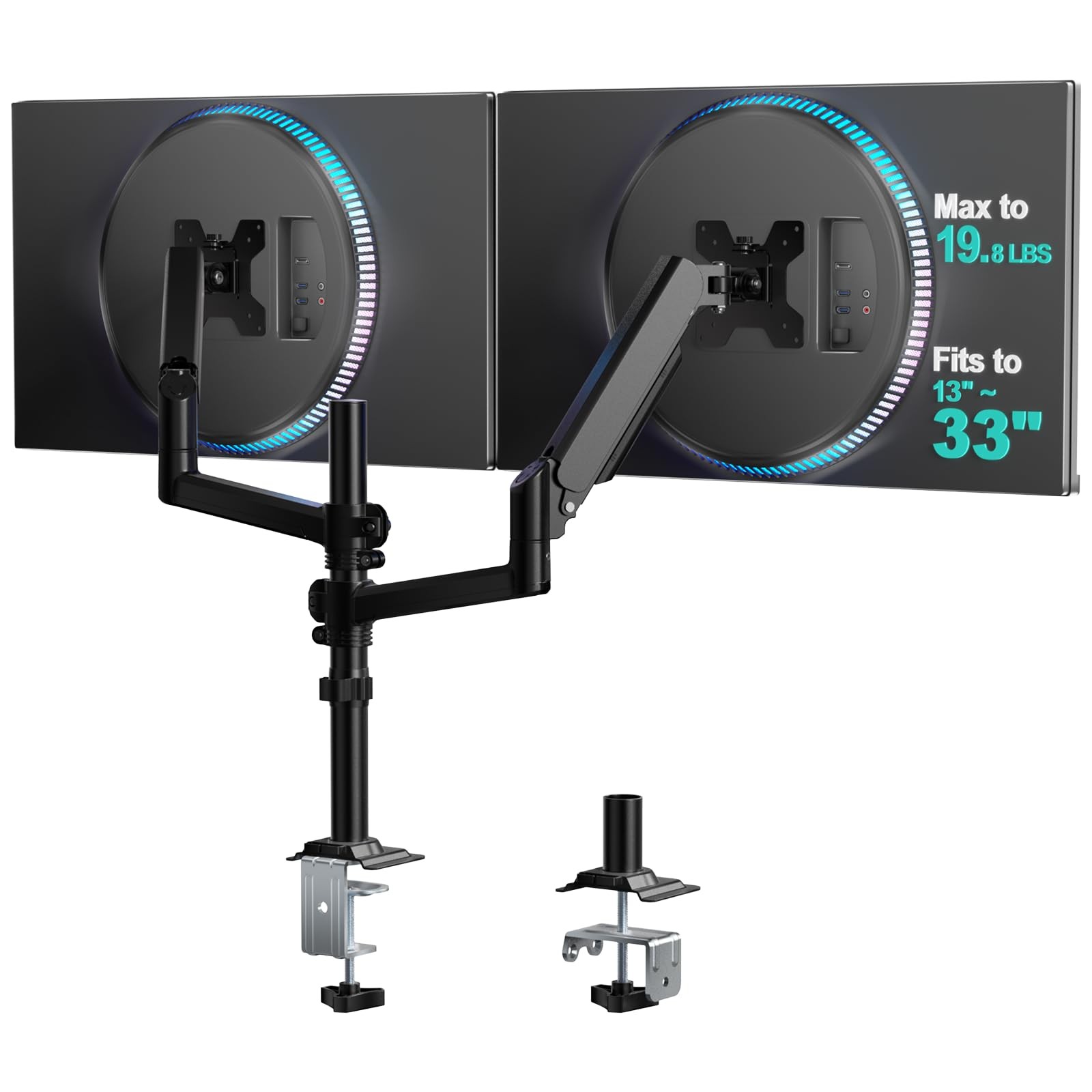 WALI Dual Monitor Desk Mount, Black 13-33 in