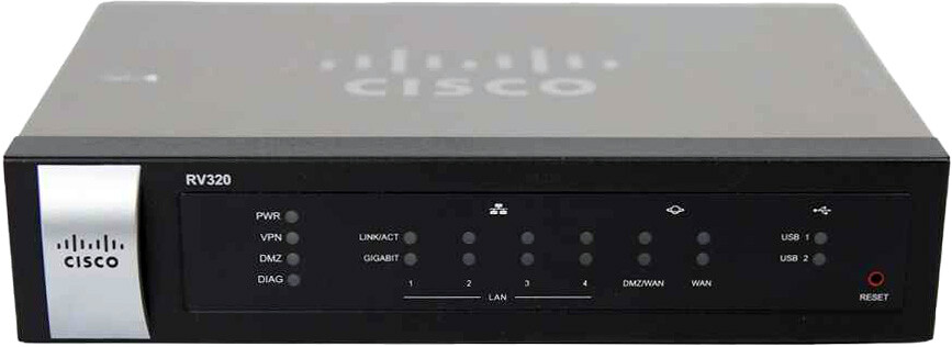 Cisco RV320 4-Port RJ-45 GE LAN VPN Router 2x Gigabit WAN no AC Adapter