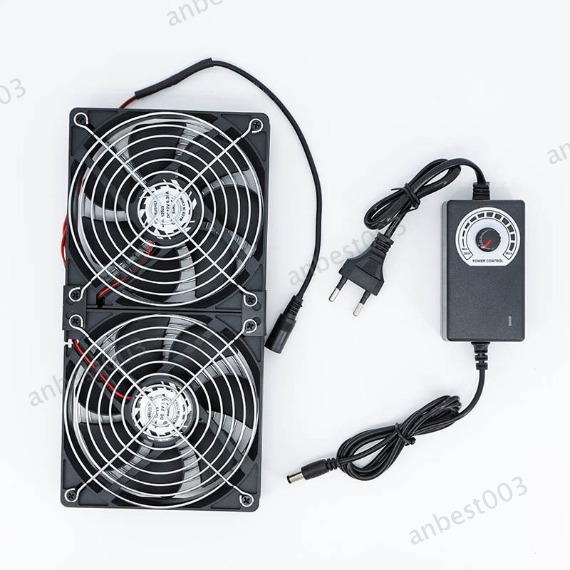 120MM 2 Fans Set 12V Btc Mining Machine Server Case Cooling Fan Adapter 2700RPM