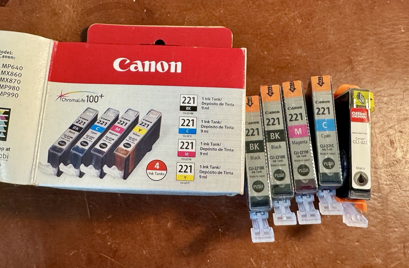 Cannon CLI-221 Ink Cartridges Mixed Set - 3 B 1 M 1 C No Yellow