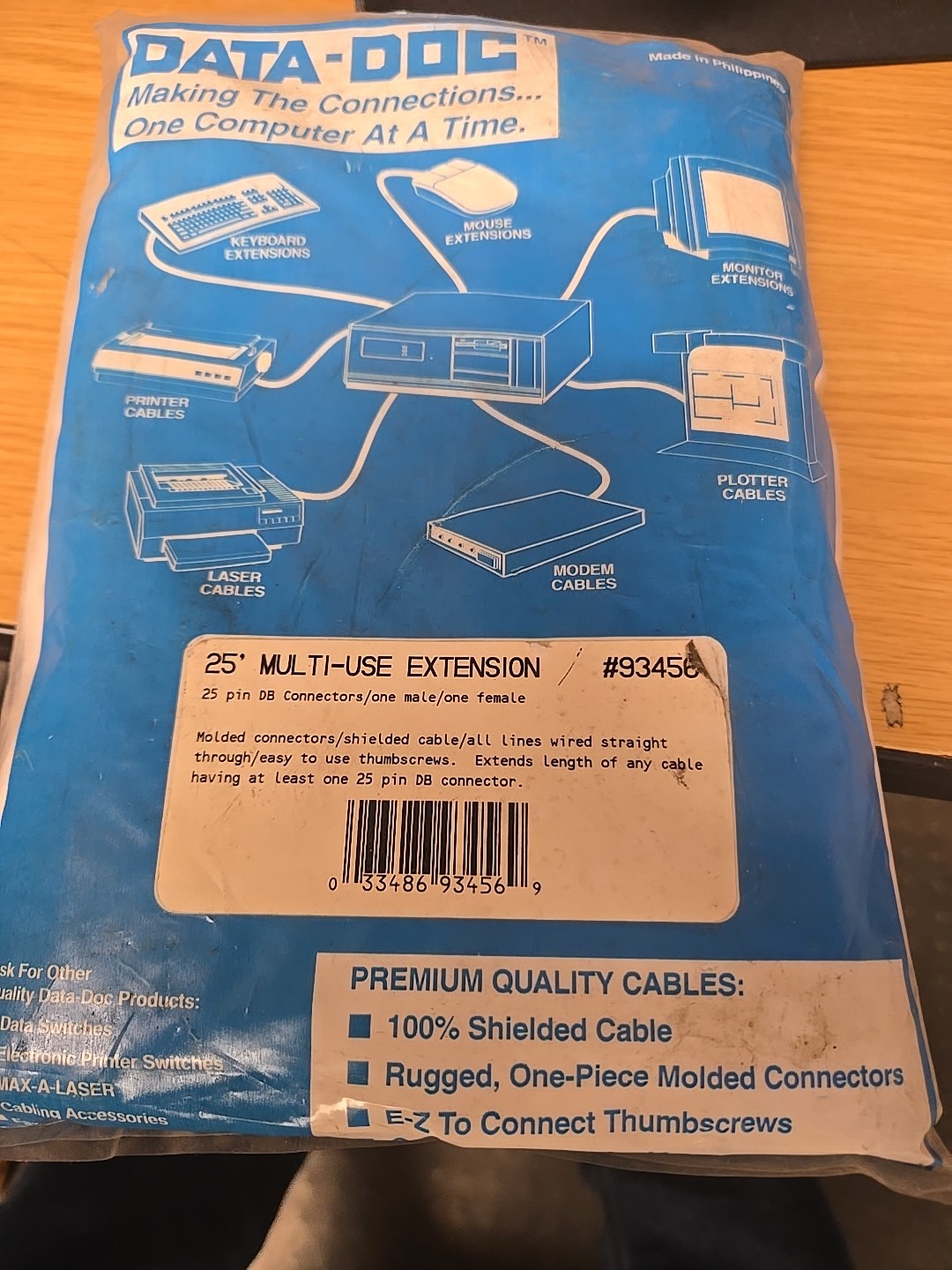 25FT DB25 25-Pin Male-Female M/F Serial Extension Cable DB25M DB25F - BRAND NEW