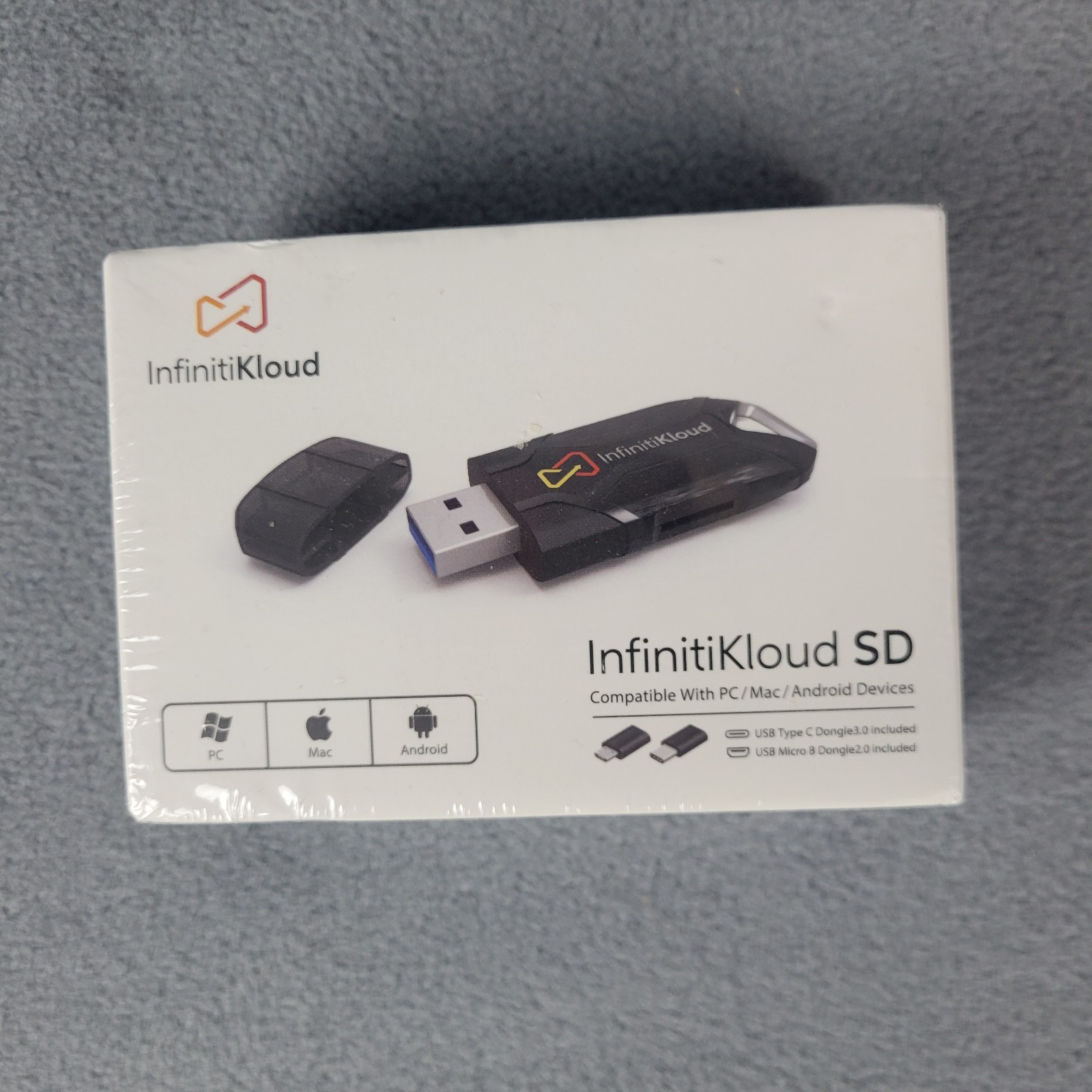 InfinitiKloud SD Storage Solution USB Drive Black for PC/Mac/Android Devices