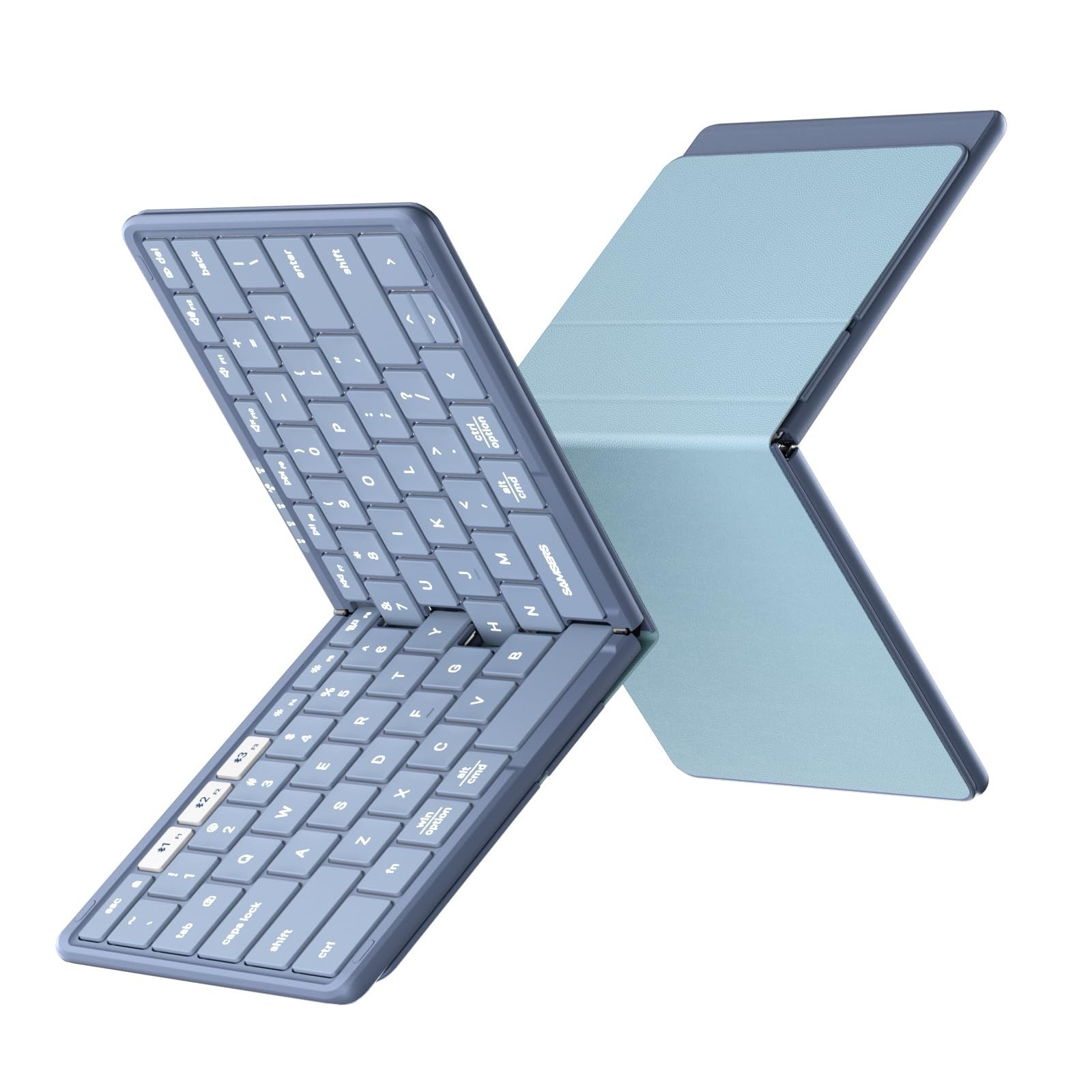 Samsers Full-Size Foldable Bluetooth Keyboard, KF085 Wireless Folding Blue