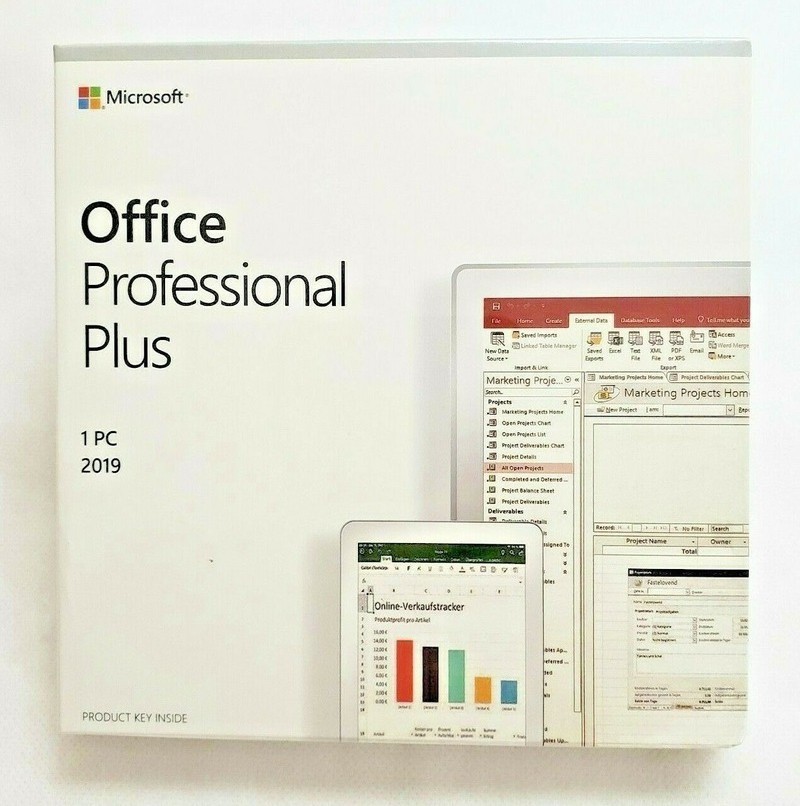 Microsoft Office 2019 Pro Plus DVD New Sealed Retail Box 1 PC Full Version