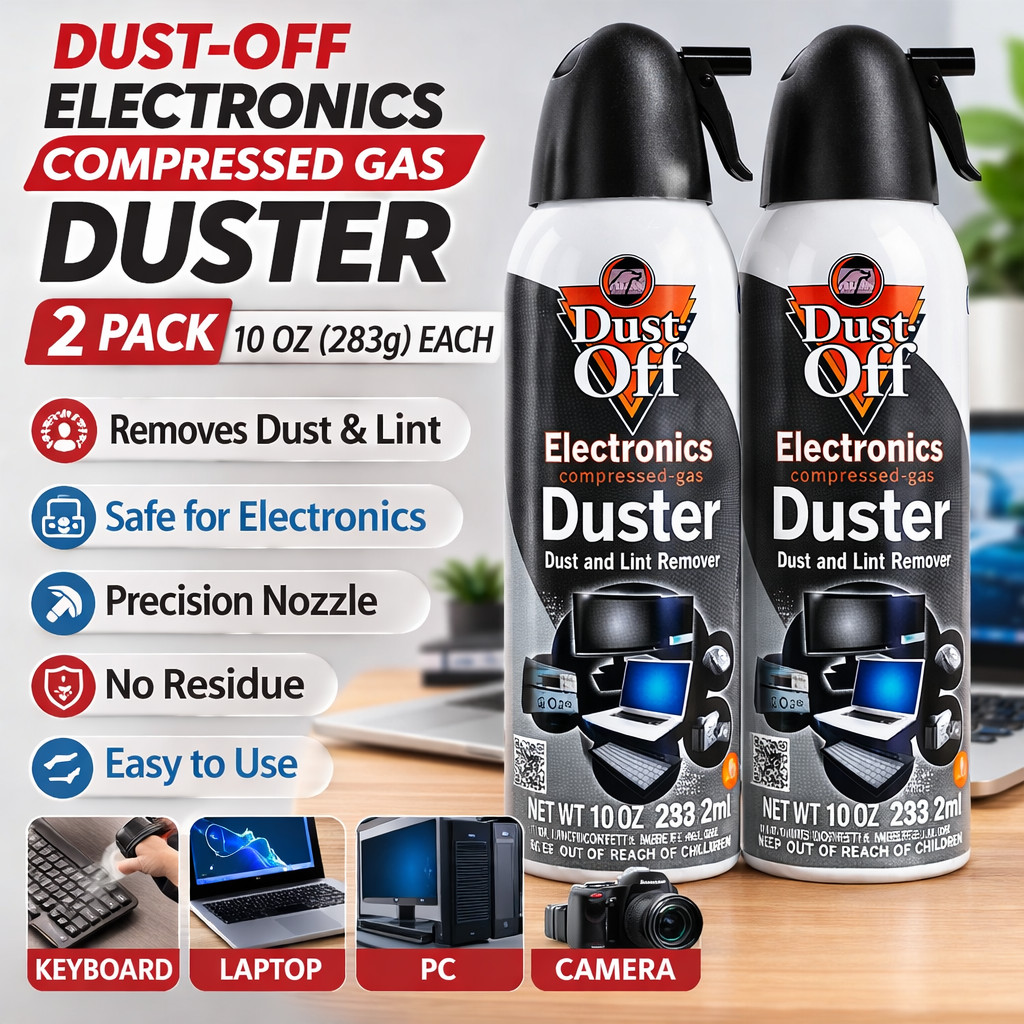Dust-Off Compressed Air Duster 10oz 2 Pack  Keyboard PC Laptop Cleaner