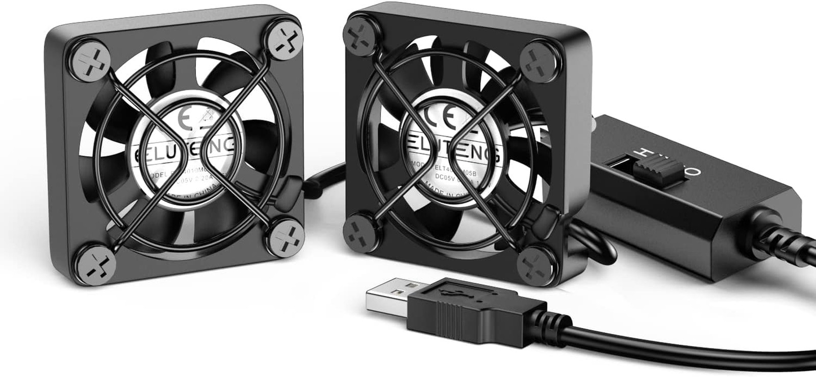 Dual 40Mm USB Fan with 3 Speeds Adjustable 5V PC Fan Max 5500RPM 40Mm * 40Mm * 2