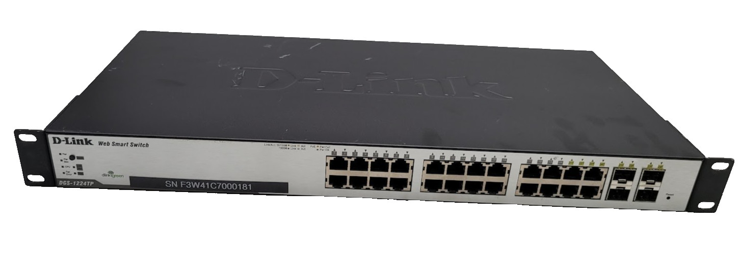 D-Link Web Smart Switch (DGS-1224TP) 24-Port Gigabit PoE Switch with 4 SFP Slots