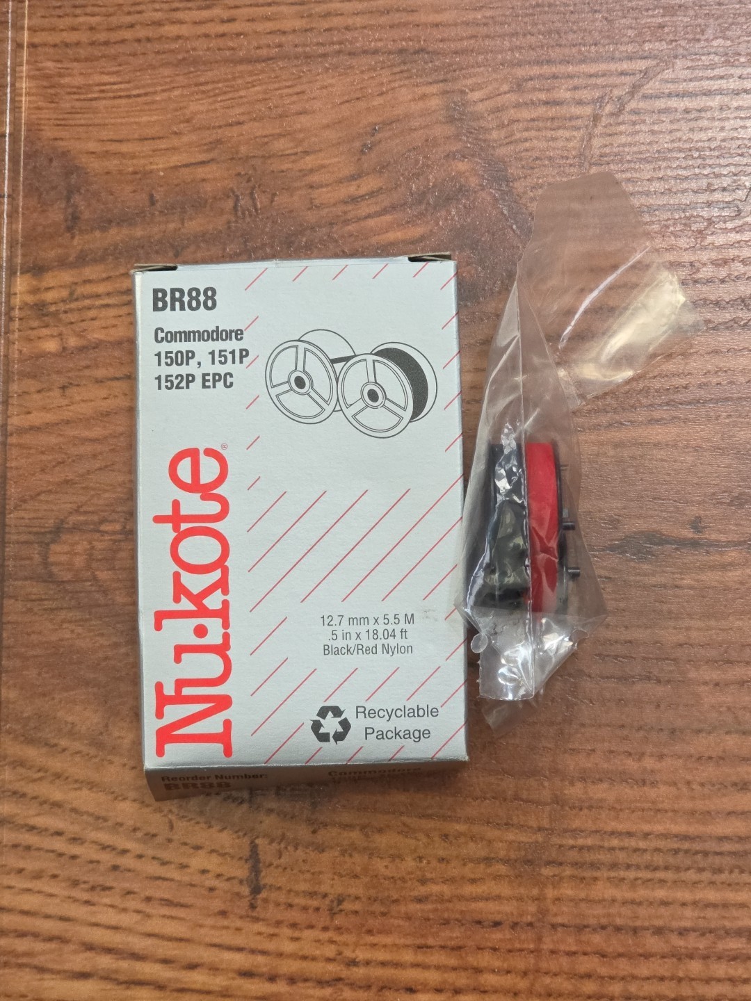 NIB Nu-Kote BR88 Universal Calculator Ribbon-Black & Red Nylon *sealed bag