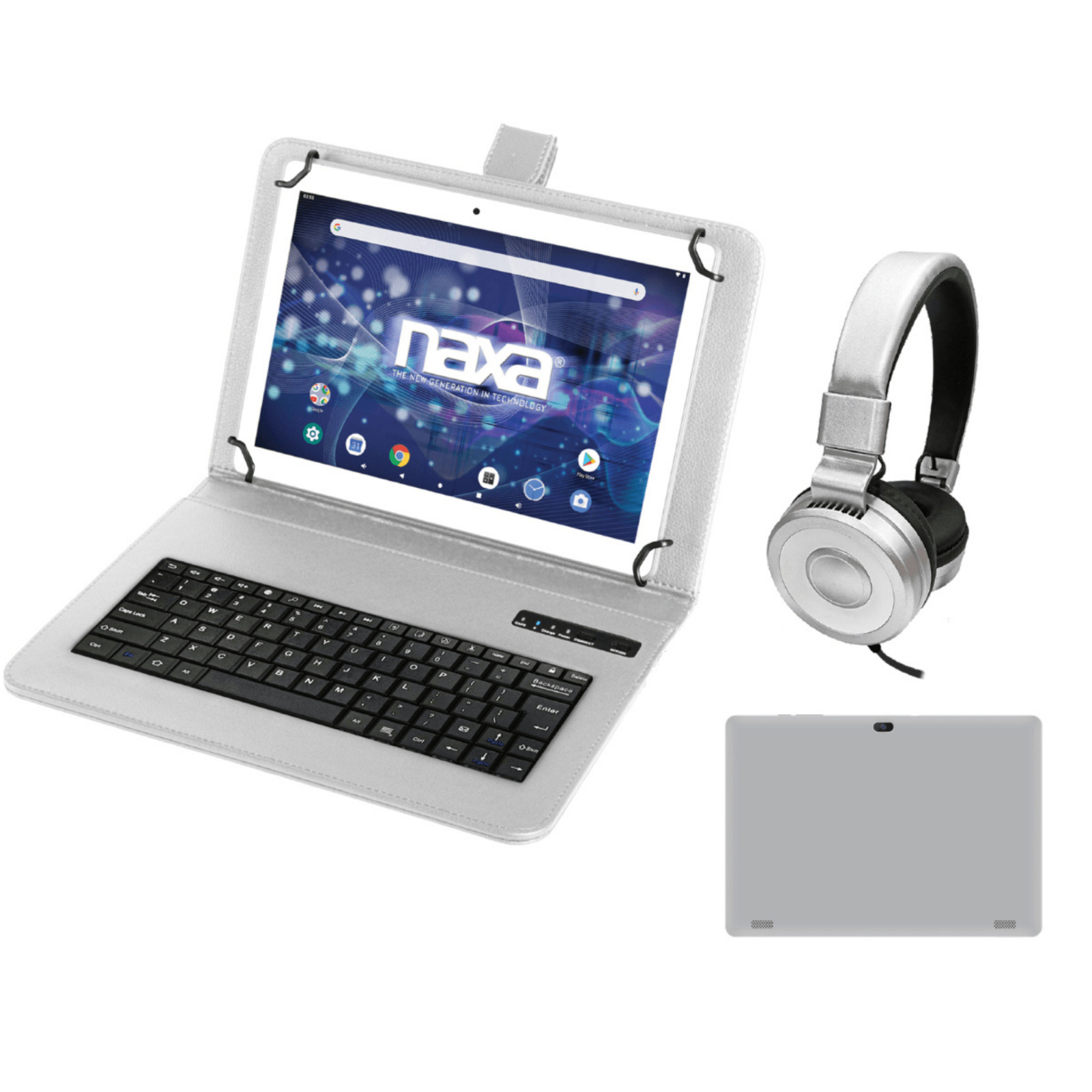 Naxa 10.1" Tablet with Keyboard Headphone Silver - Refurbished Grade Very Good