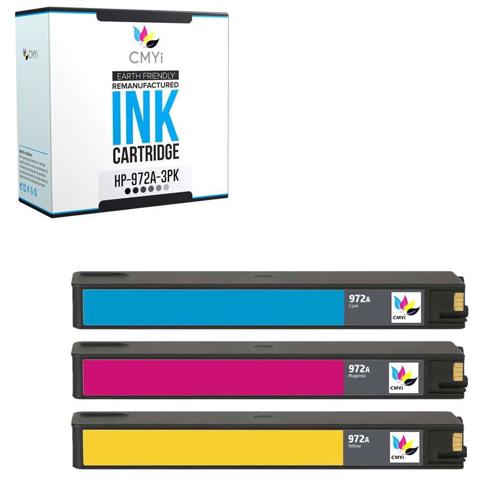 3PK Compatible CMYi 972A Color Ink Cartridges for HP PageWide Managed P55250dw
