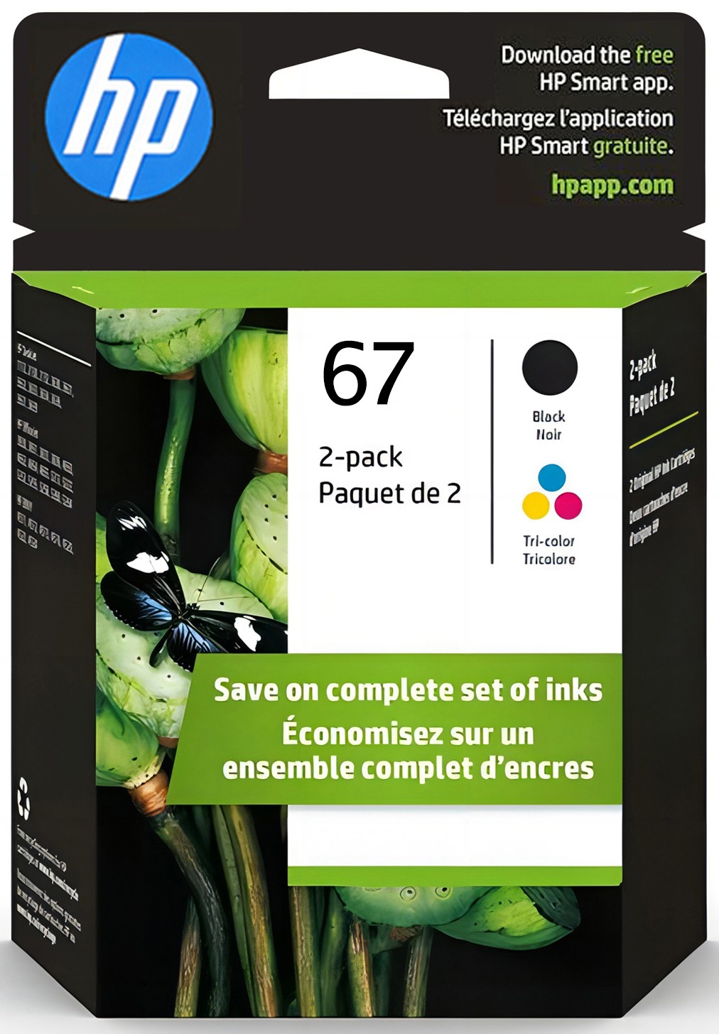 HP 67 Black/Tri-Color Ink Cartridges (2-Pack) Works with DeskJet 1255, 2700