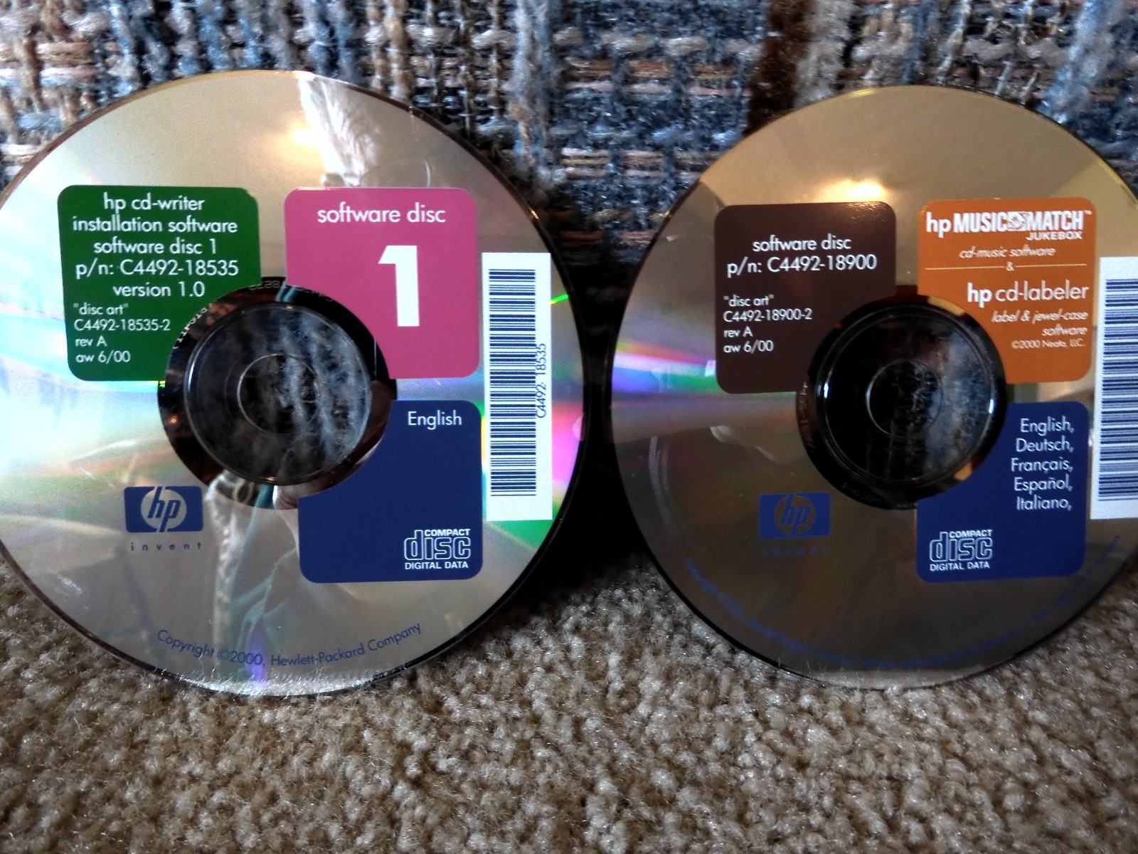 HP MUSIC MATCH JUKEBOX CD MUSIC SOFTWARE & HP CD-LABELER 2000 P/N C4492-18900