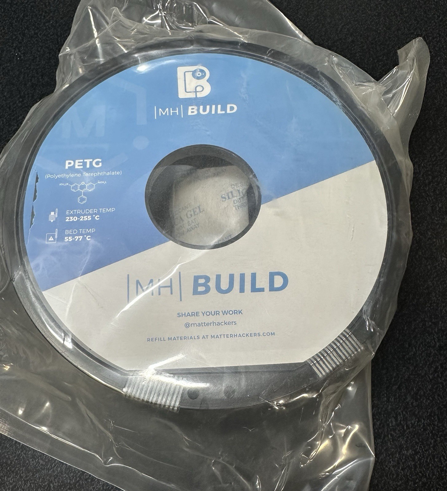 New MatterHackers MH Build PETG 3D Printer Filament 1.75mm 1KG Spool Black