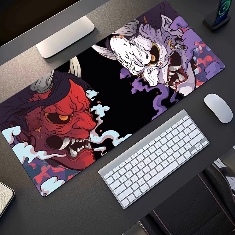 Japanese Ukiyo-E Demon Pattern Large Gaming Mouse Pad, Keyboard Desk Mat with