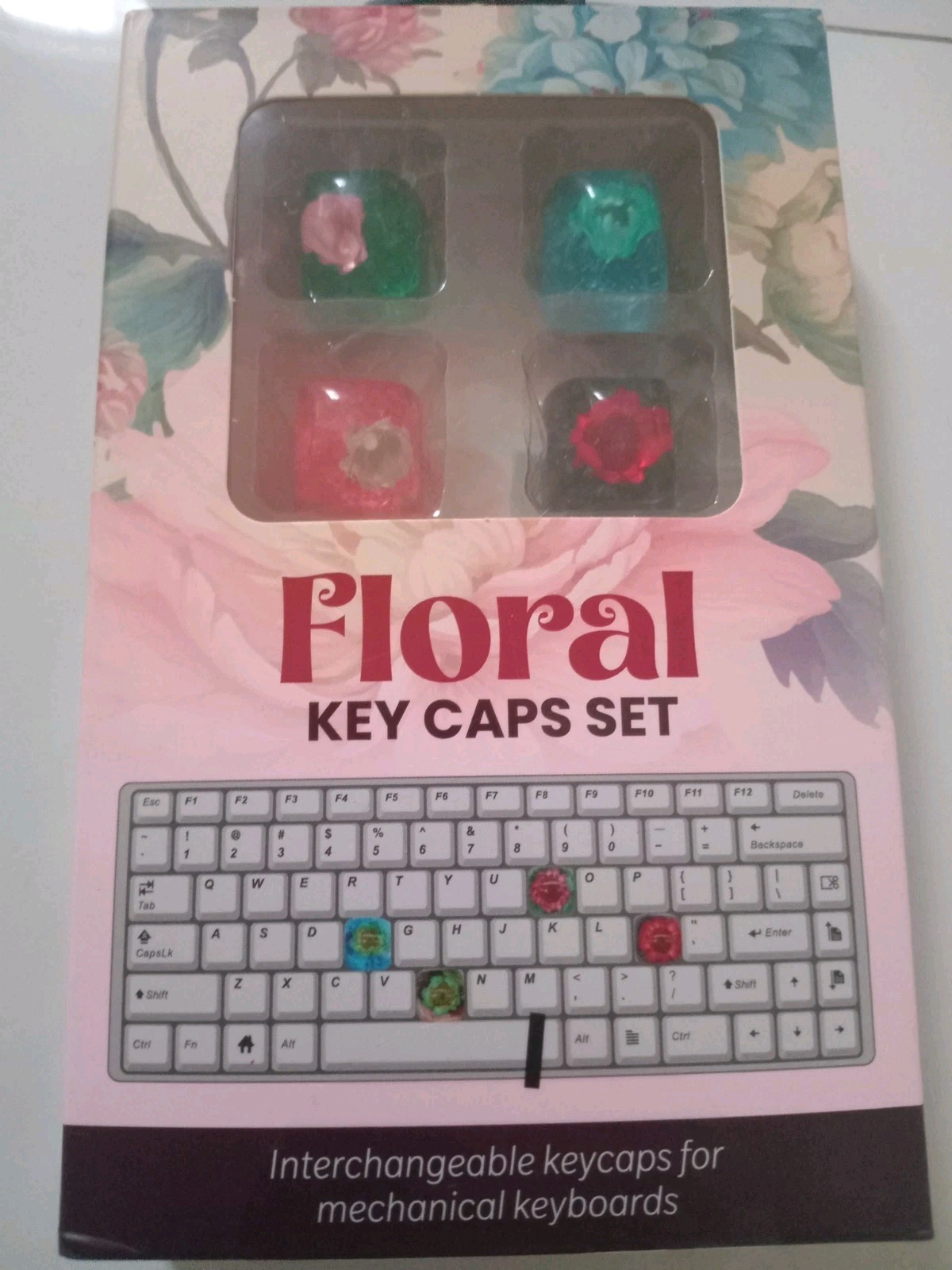 NEW Floral Resin Keycaps Set 4-Count For Mechanical Keyboards 