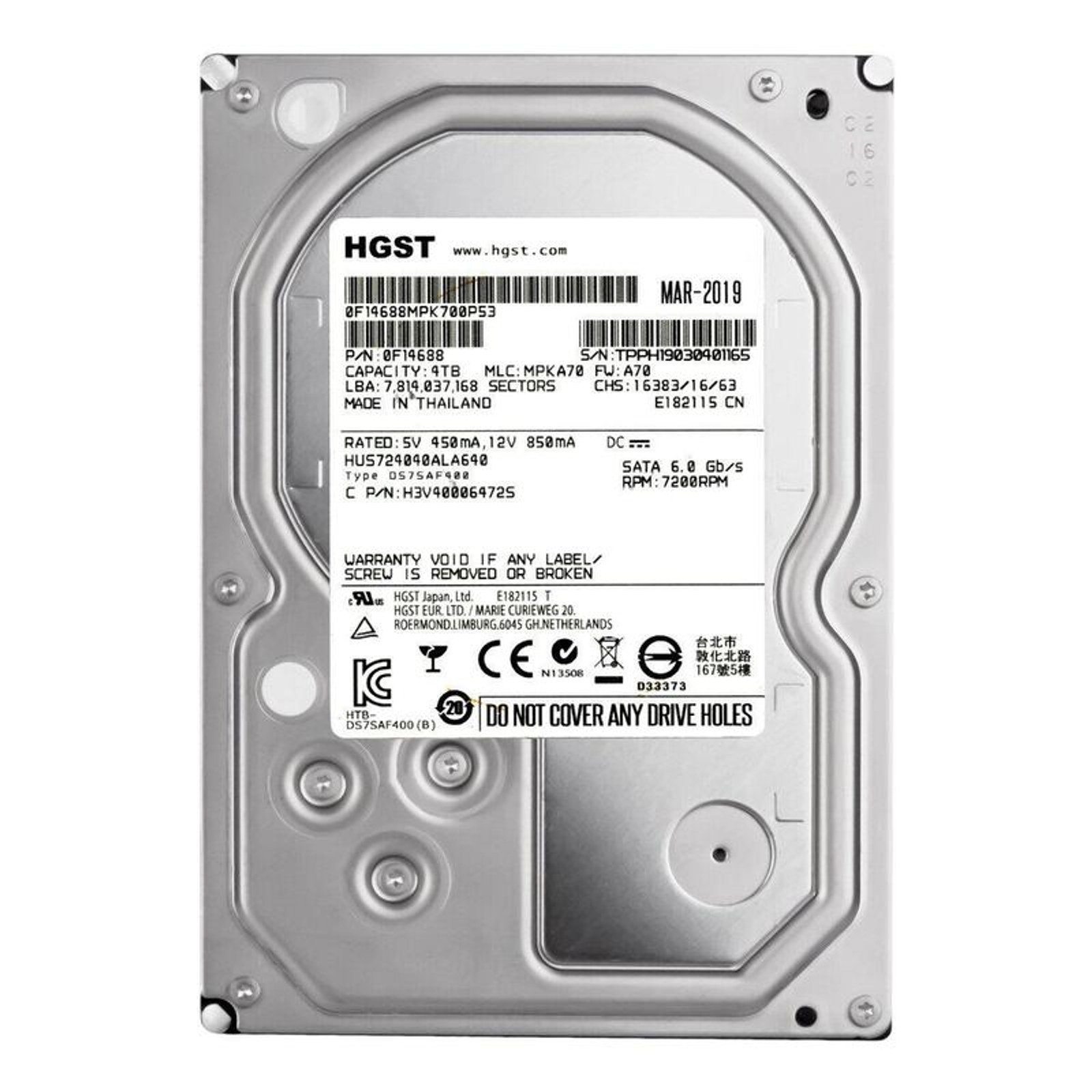 HGST Ultrastar 7K4000 HUS724040ALA640 4TB 7200 RPM 64MB Cache SATA 6.0Gb/s 3.5"