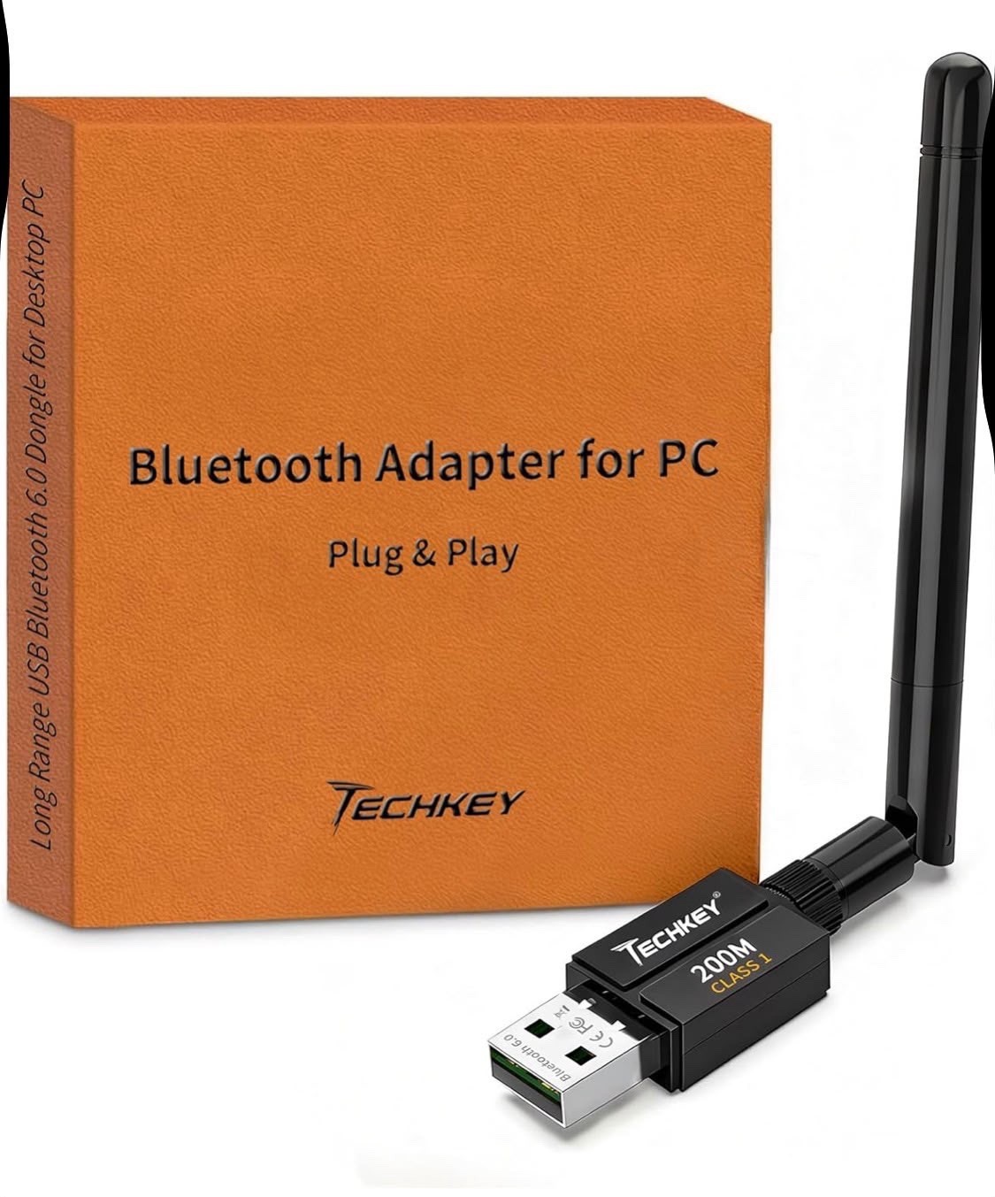 TECHKEY Bluetooth 5.1 USB Adapter Plug & Play for PC, Class 1 200M