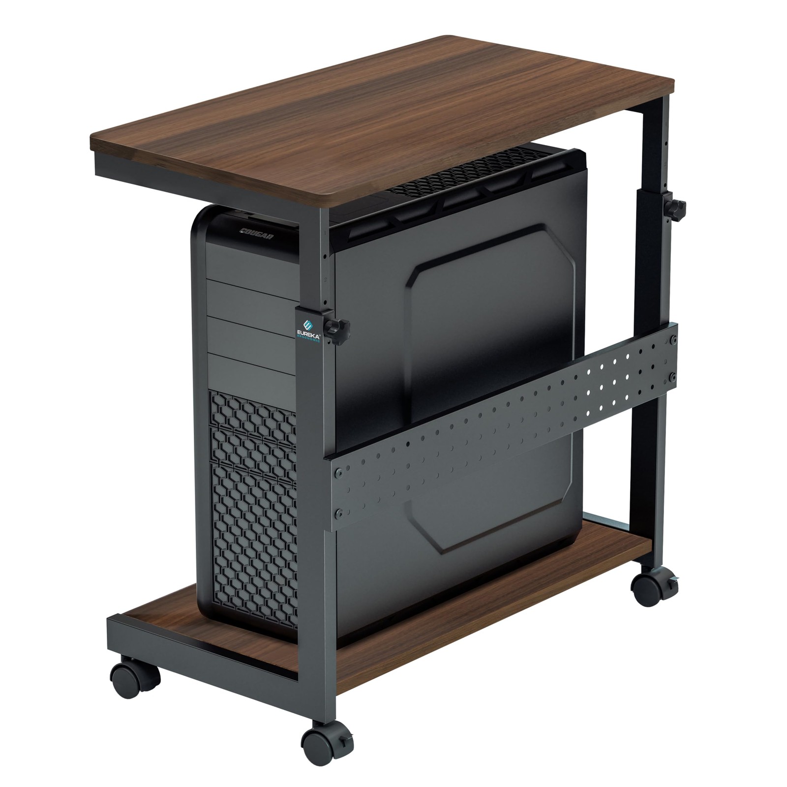 EUREKA ERGONOMIC PC Stand Computer Cart, Height Adjustable Tower Stand 2-Tier