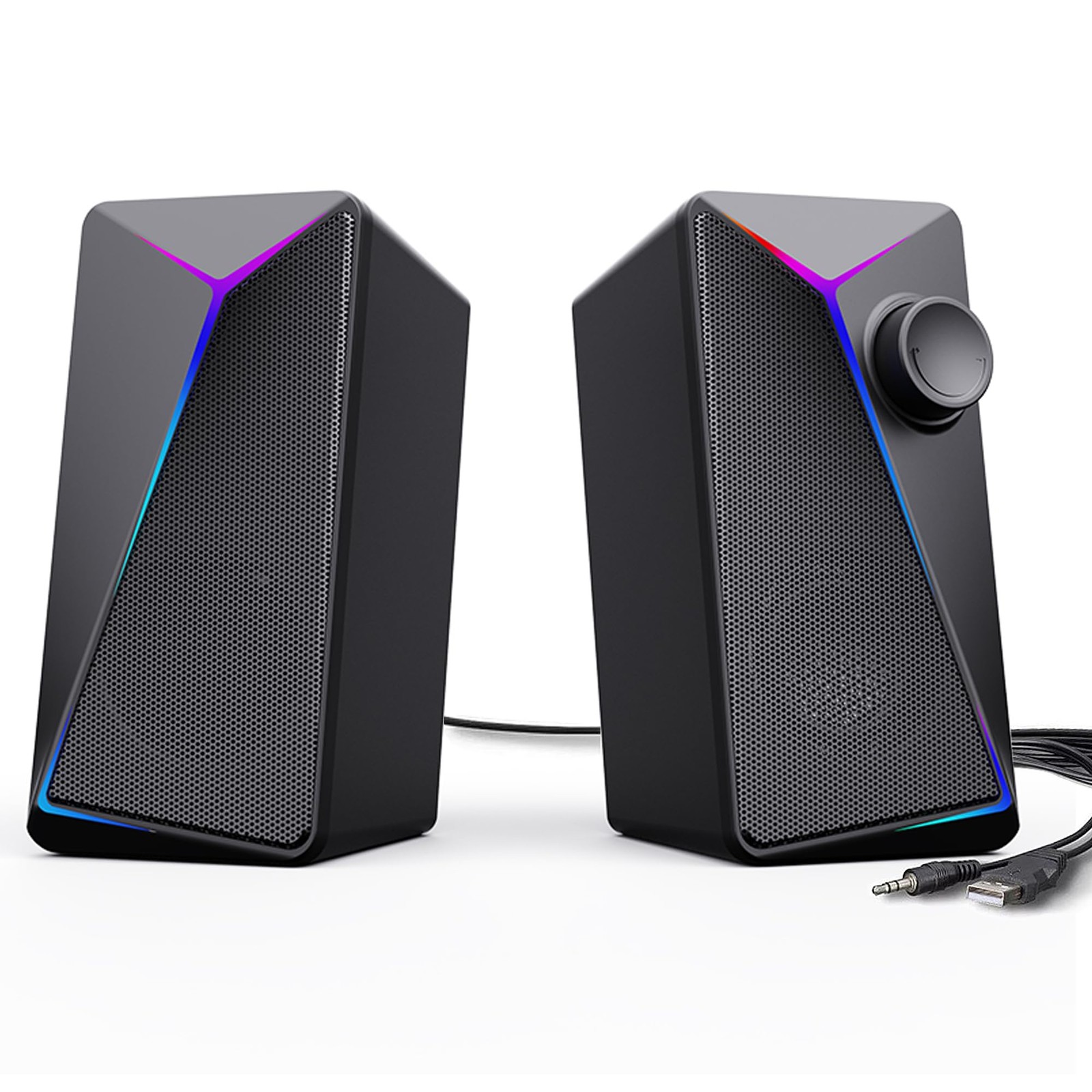 1 PCS Gaming PC Computer Speakers Enhanced Bass Volume Control 2.0 USB 3.5mm
