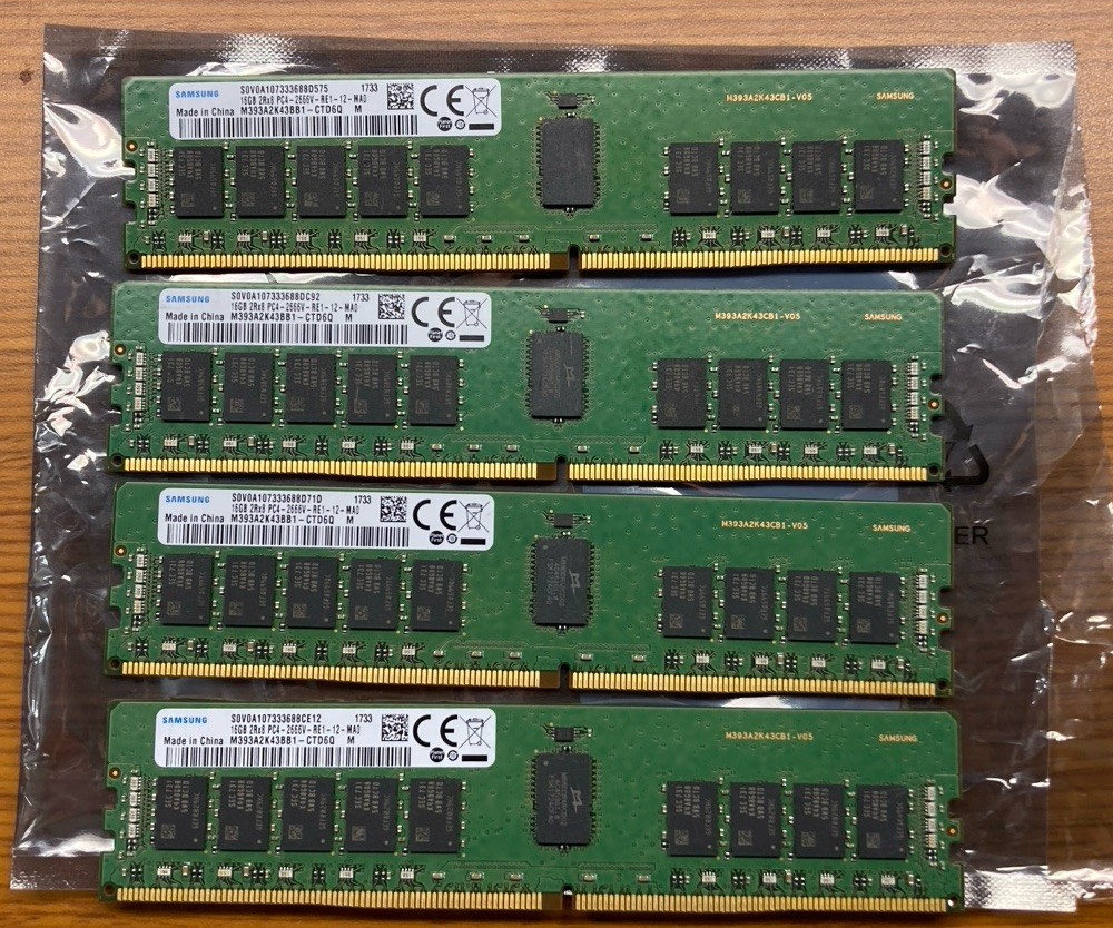 64GB (4x16gb) RAM Kit Samsung PC4 2666V-R 2Rx8 M393A2K43BB1-CTD6Q