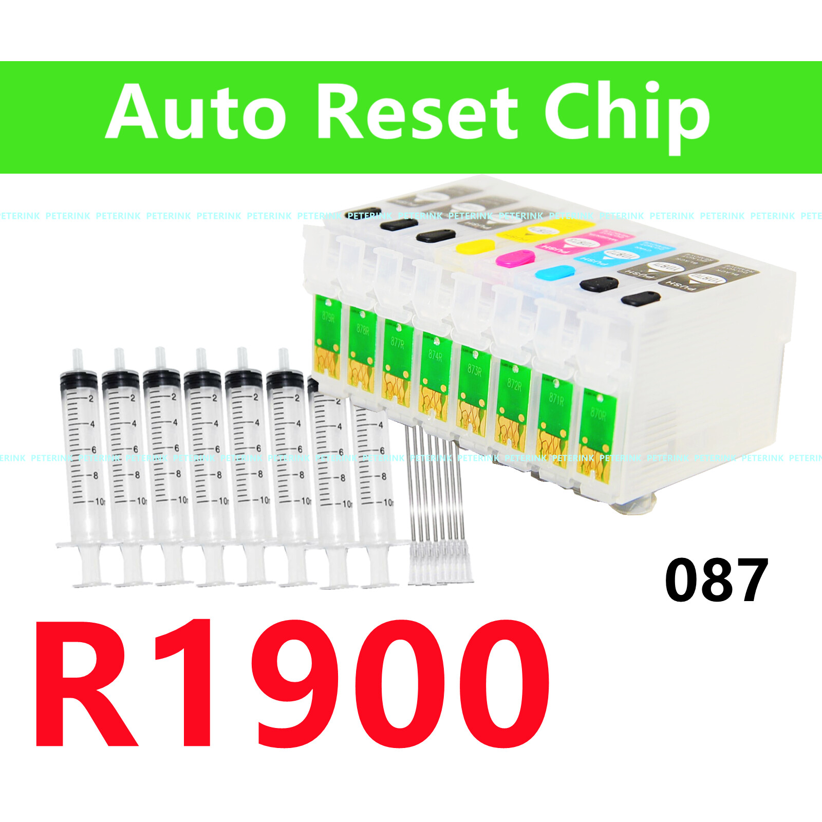 Empty Refillable Ink Cartridge Stylus Photo R1900 Printer T087 87 DTF Printing *