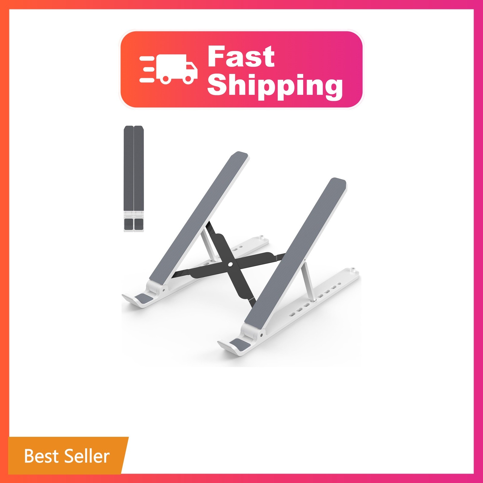 Tonmom Laptop Stand for Desk, Adjustable Laptop Riser, White | ABS+Silicone F...