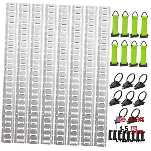 E Track Tie-Down Rail Kit,32PCS 4FT E-Tracks Set Includes 8 Steel 4ft Sliver