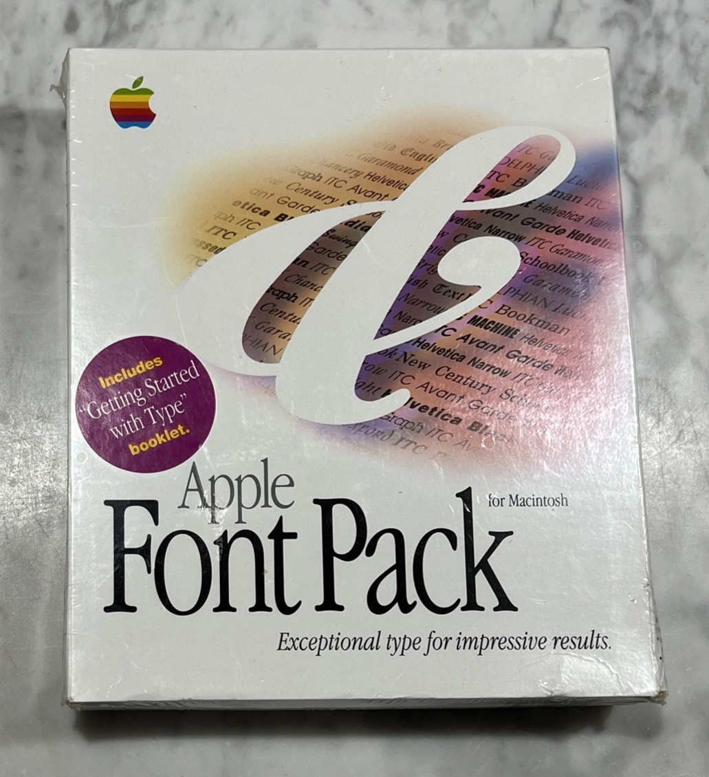 Vintage 1992 Apple Font Pack For Macintosh  3.5" Disks Software Unopened