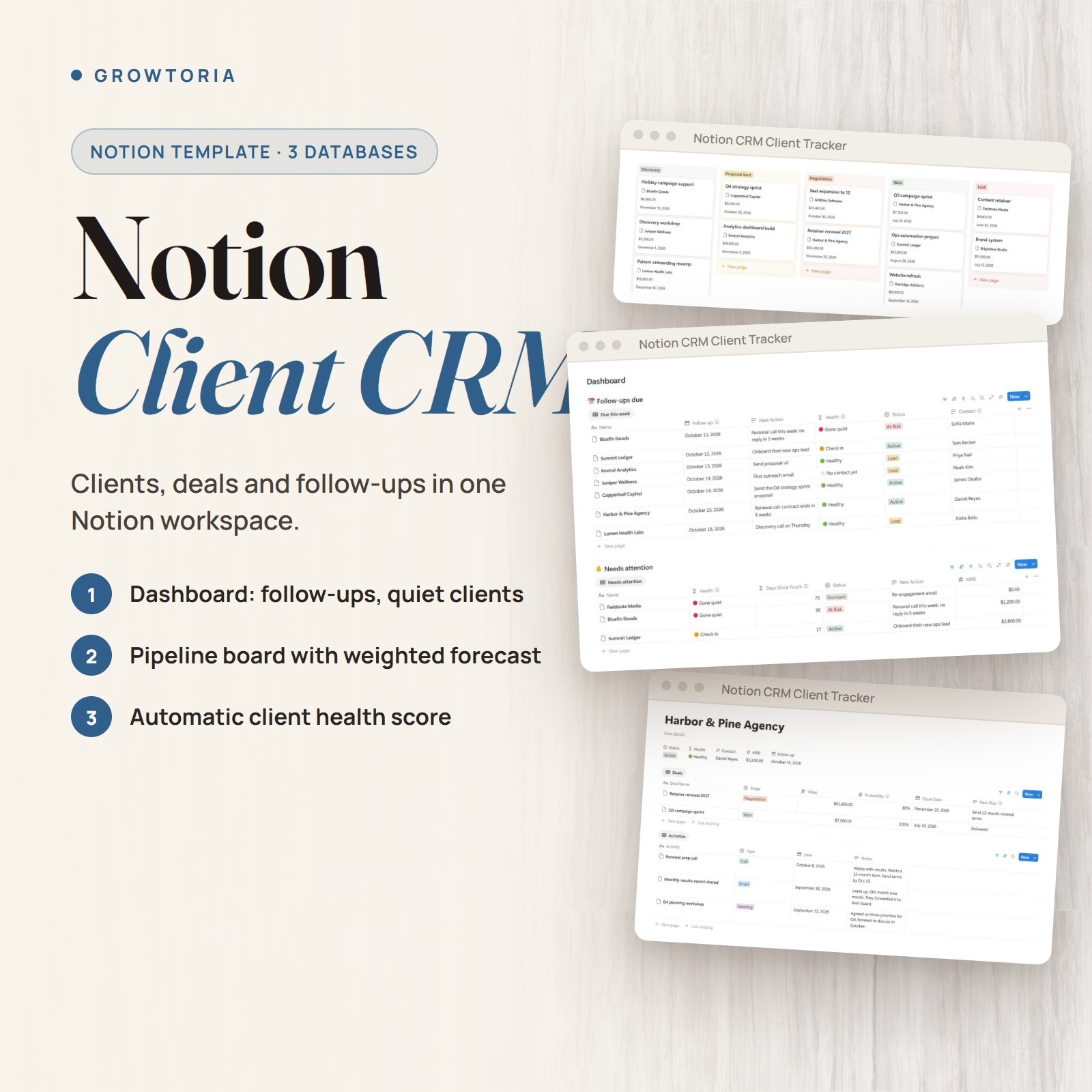 Notion CRM Template Client Tracker Sales Pipeline Dashboard Freelancer Agency