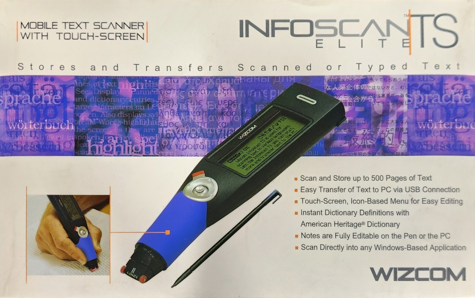 WIZCOM INFOSCAN TS ELITE MOBILE TEXT SCANNER WITH TOUCH SCREEN NEW OPEN BOX 
