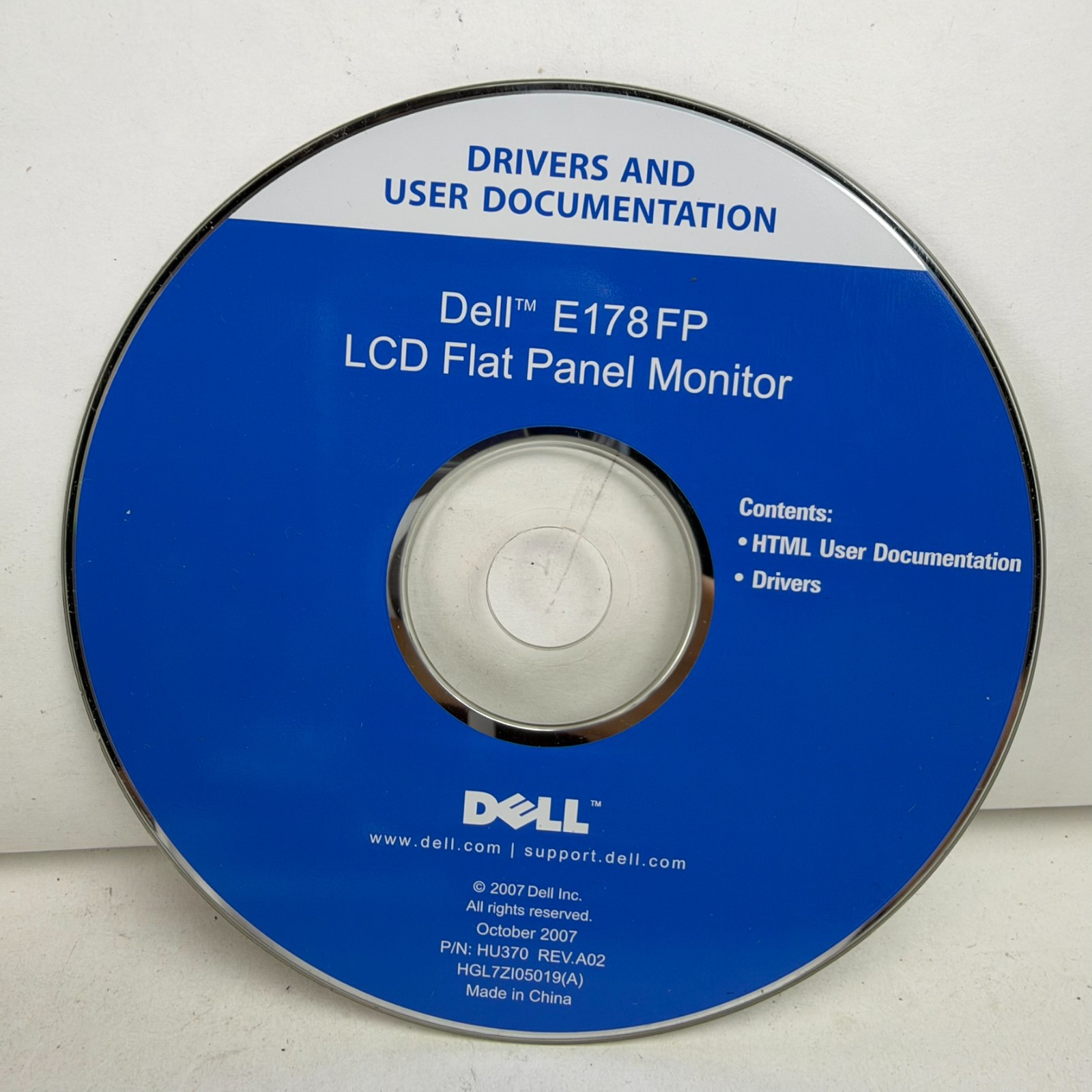 Dell E178FP LCD Monitor Drivers CD HU370 Rev A02 2007 Light Scratches