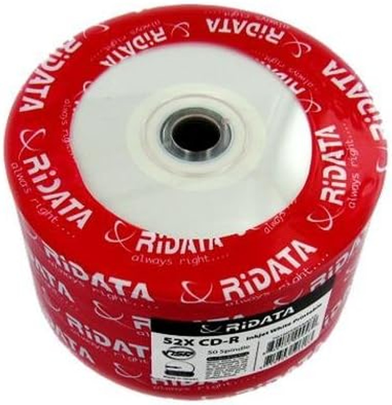 600  Ridata 52X CD-R 80Min 700MB White Inkjet Hub Printable