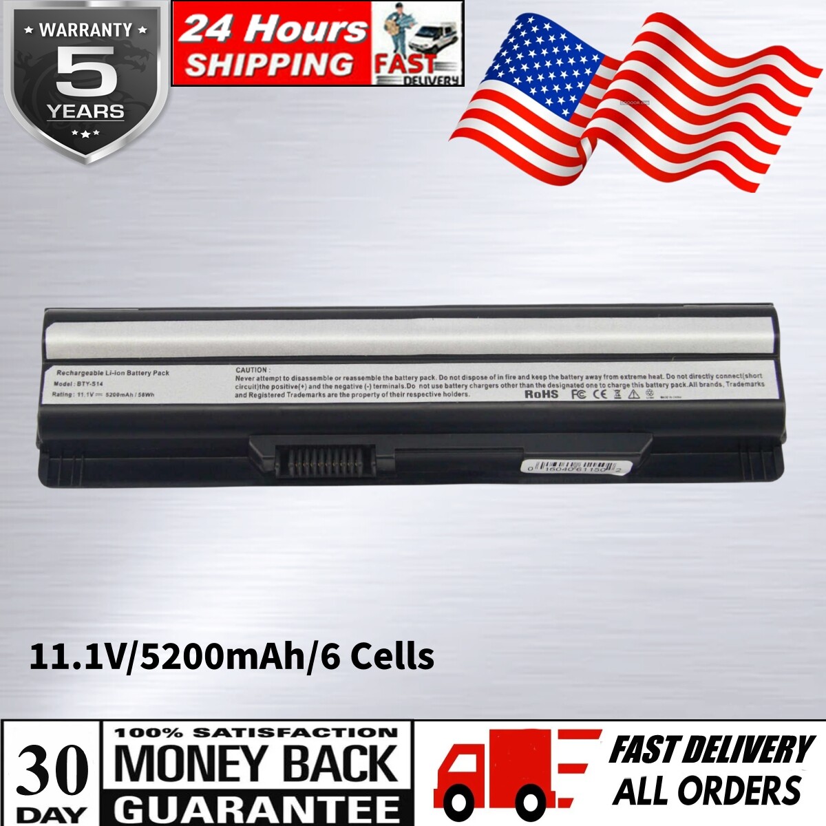 Battery For MSI GE60 GE70 CR41 CX61 CR70 CR650 FR400 FX420 FX600 BTY-S14 BTY-S15