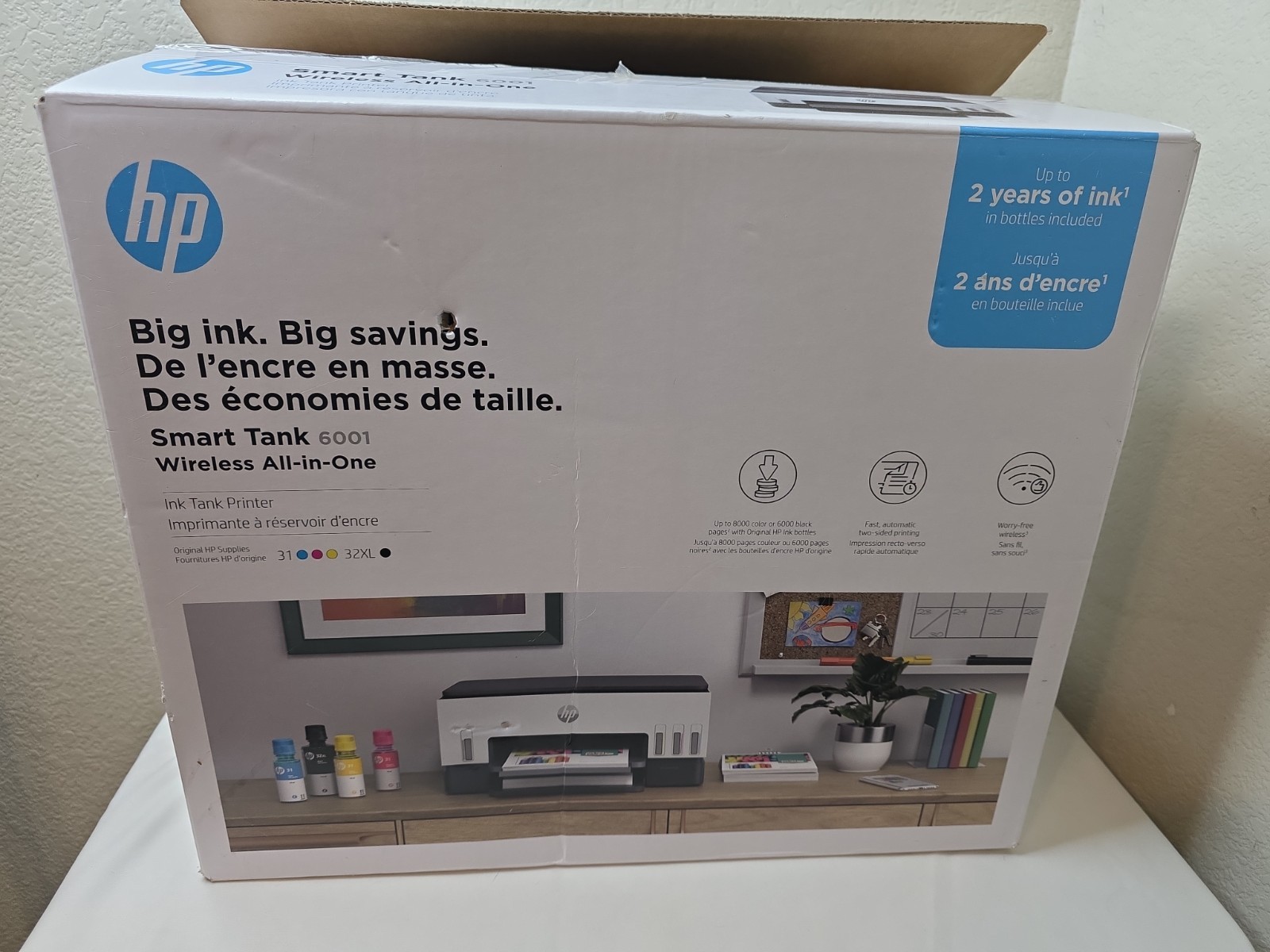 HP Smart Tank 6001 All-in-One InkJet Printer 2 Year Ink Included Brand New Open 