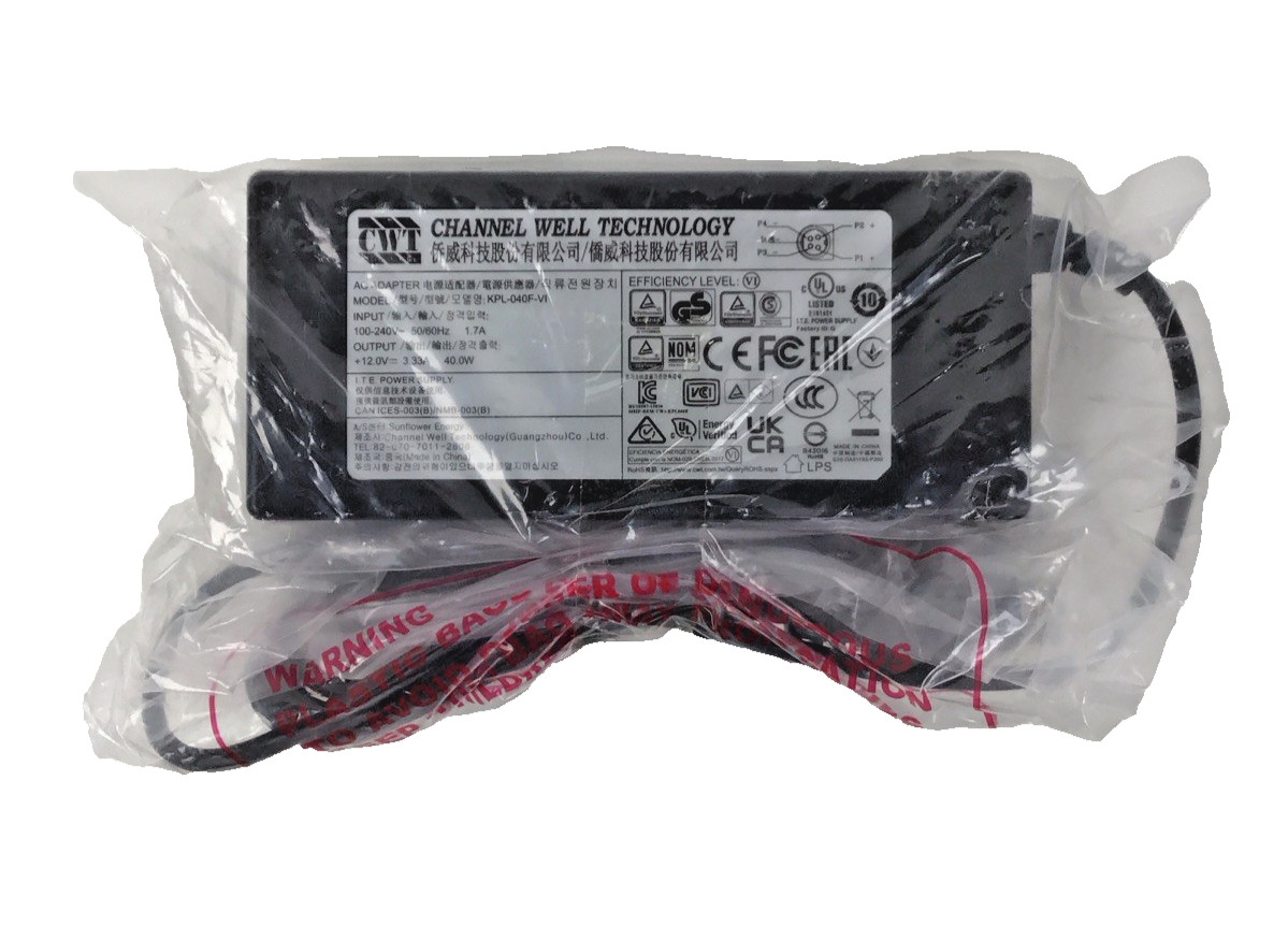 NEW Channel Well AC Adapter Power Supply, KPL-040F-VI, 12V 3.33A 40.0W, Genuine