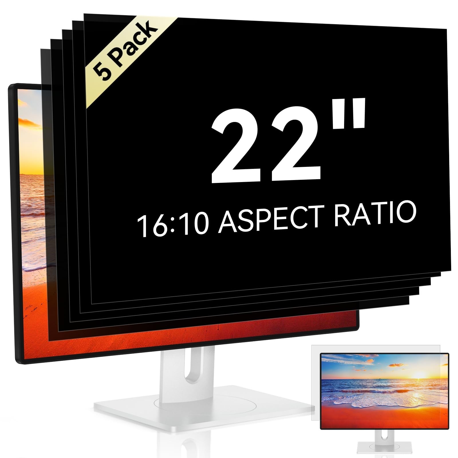 Mamol [5-Pack] 22 Inch Computer Privacy Screen for 16:10 Widescreen Monitor, ...