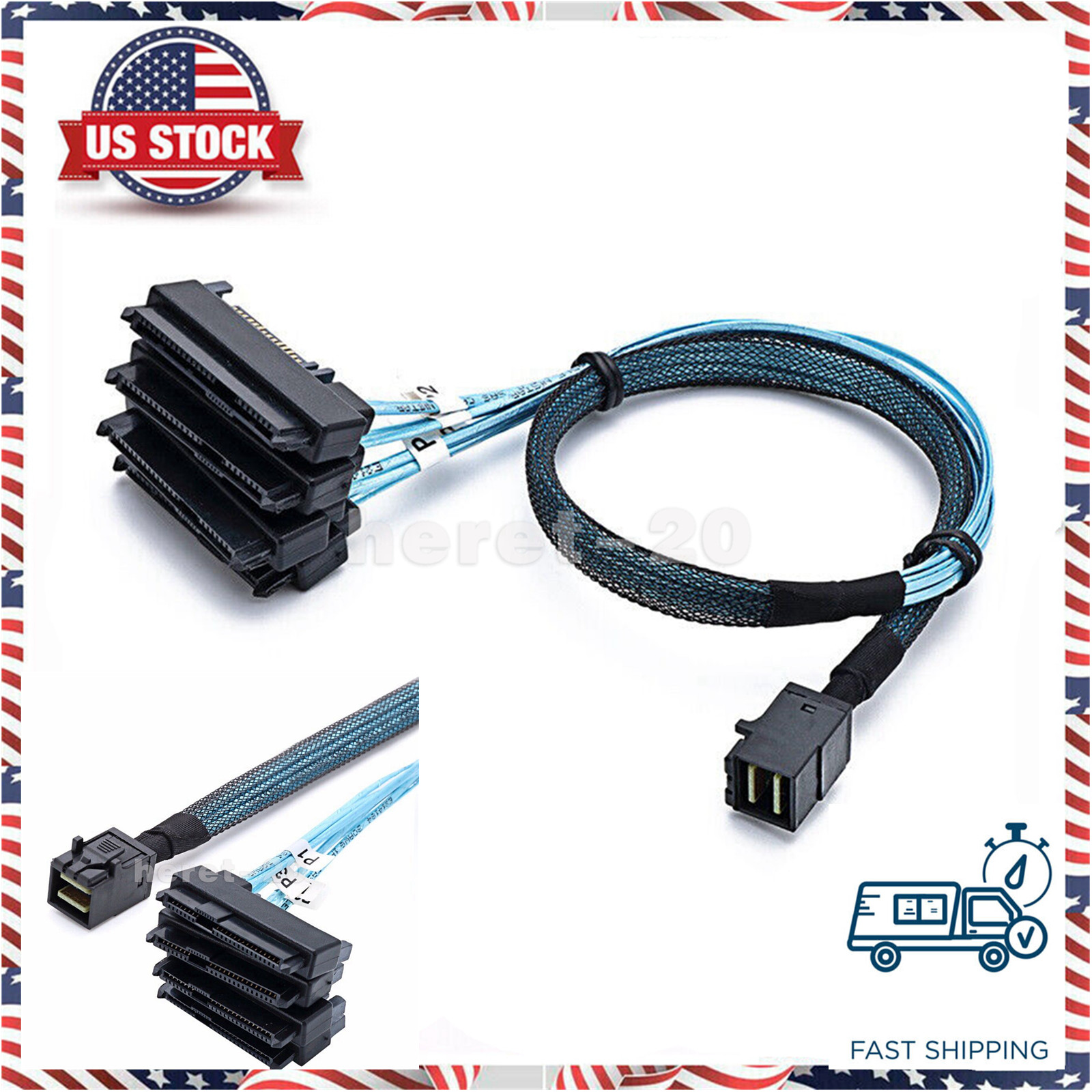 Mini-SAS HD to 4 SAS Forward Breakout Cable RAID HBA SFF-8643 to SFF-8482 HDD