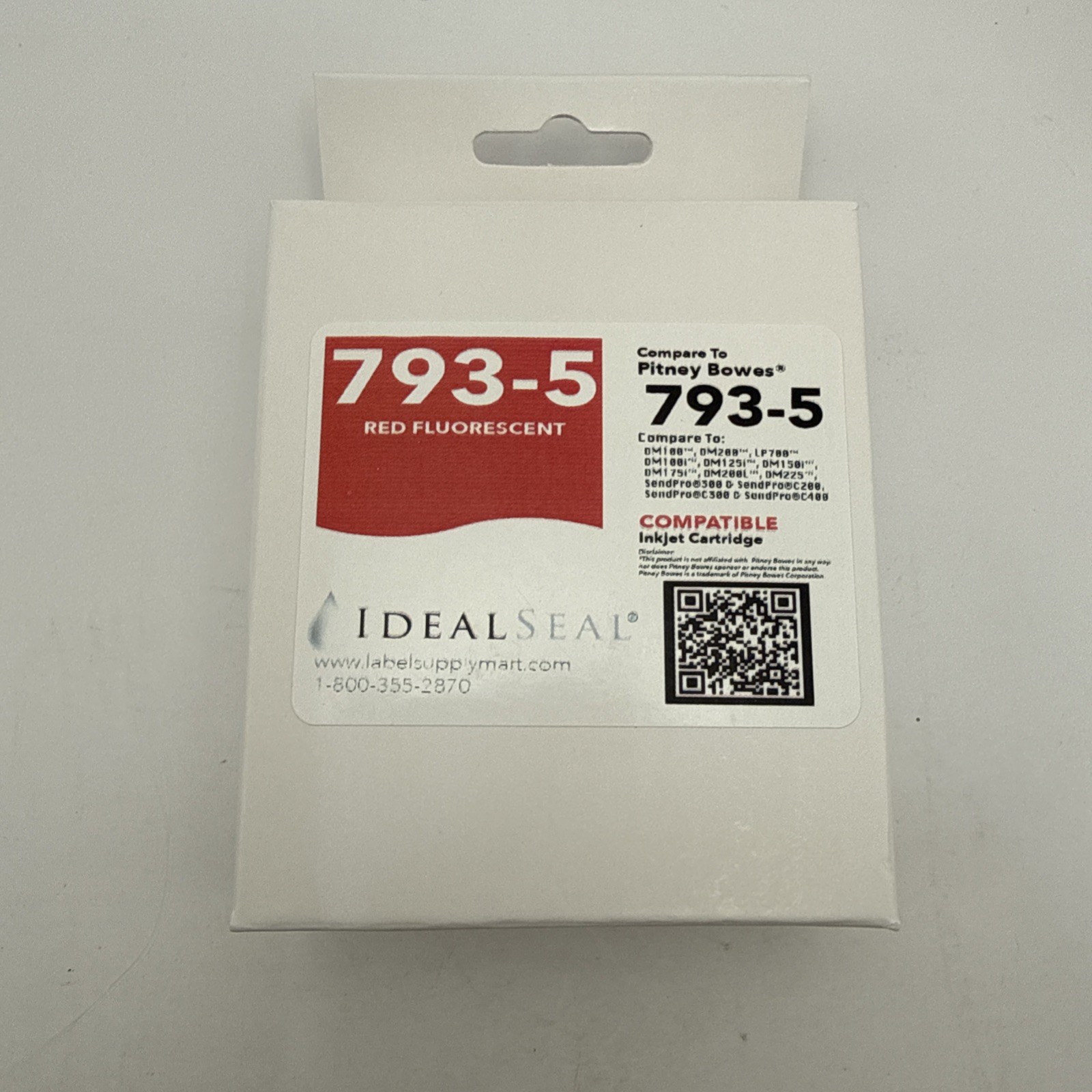 2x Pitney Bowes 793-5 Fluorescent Red Ink Cartridge
