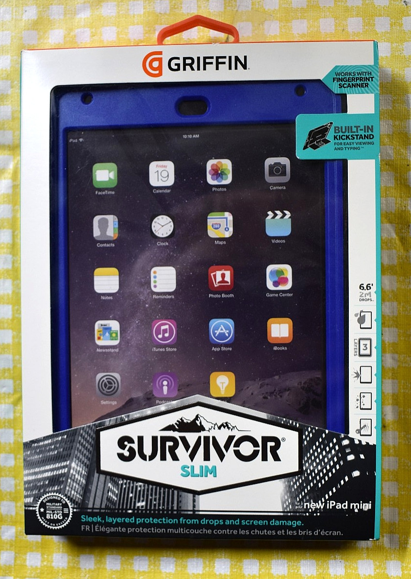 Griffin Survivor Slim Protective Case for iPad Mini 1,2,3 Blue New/NOS