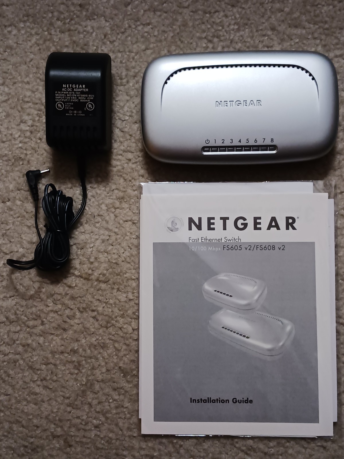 NETGEAR FS608 v2, 8-Port Fast Ethernet Network Switch with Power Adapter