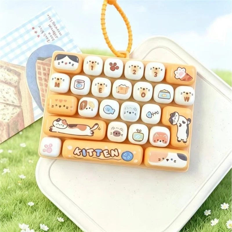 26-Key Clicker Fidget Keychain Anti Stress Keyboard Keycap Toy
