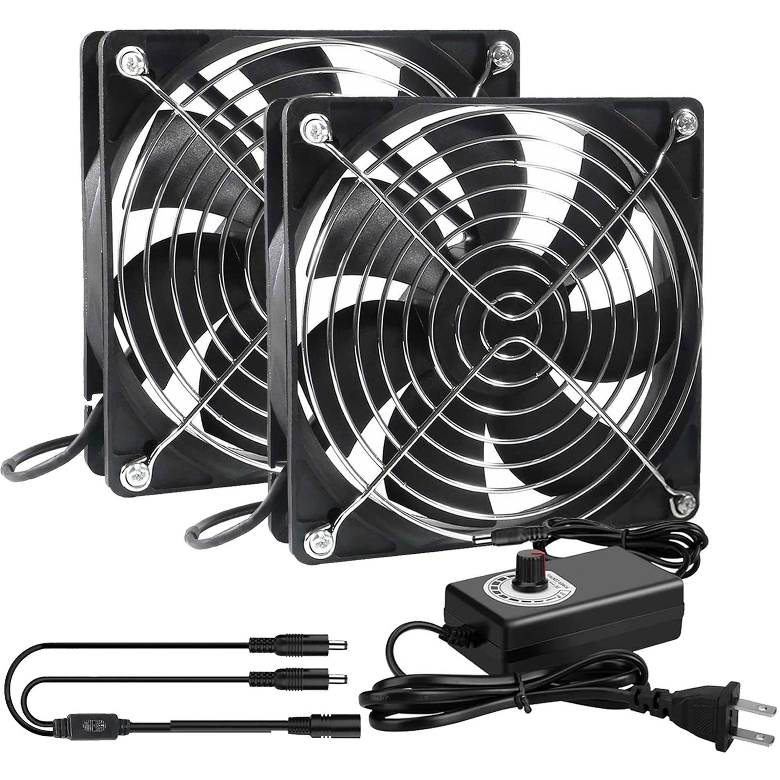 ALAMSCN Big Airflow 2 x 120mm 240mm Computer Case Fan with AC Plug 110V 220V...